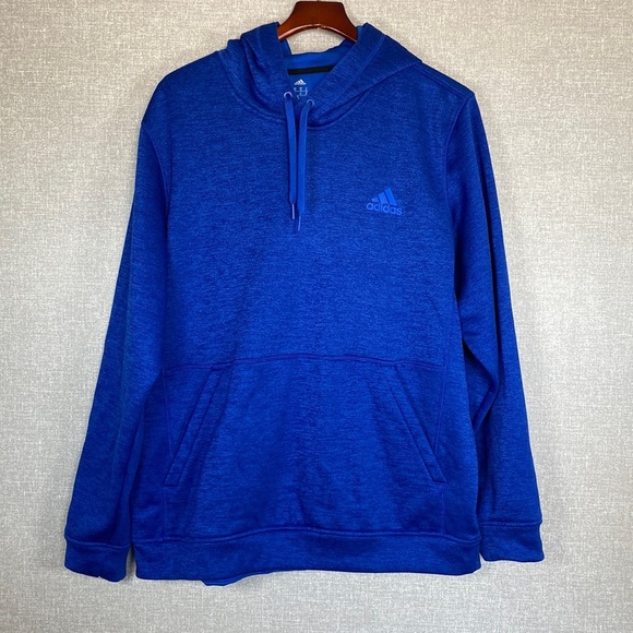 Adidas Blue Heathered Climawarm Men's Hoodie - Picture 1 of 8